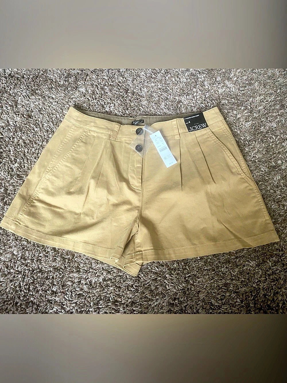 J.Crew Pleated Chino Shorts Khaki Size 4 NWT